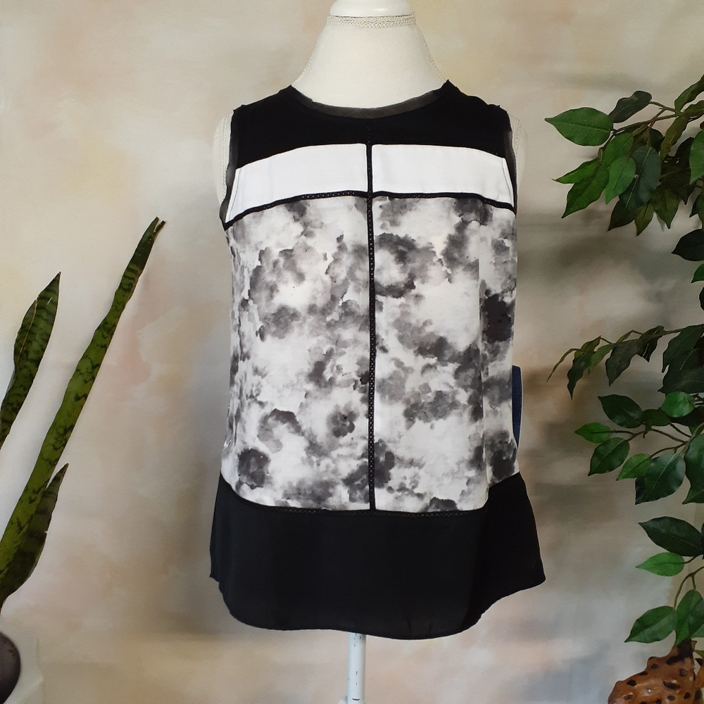 NWT Simply Vera Vera Wang Black White Tank Blouse